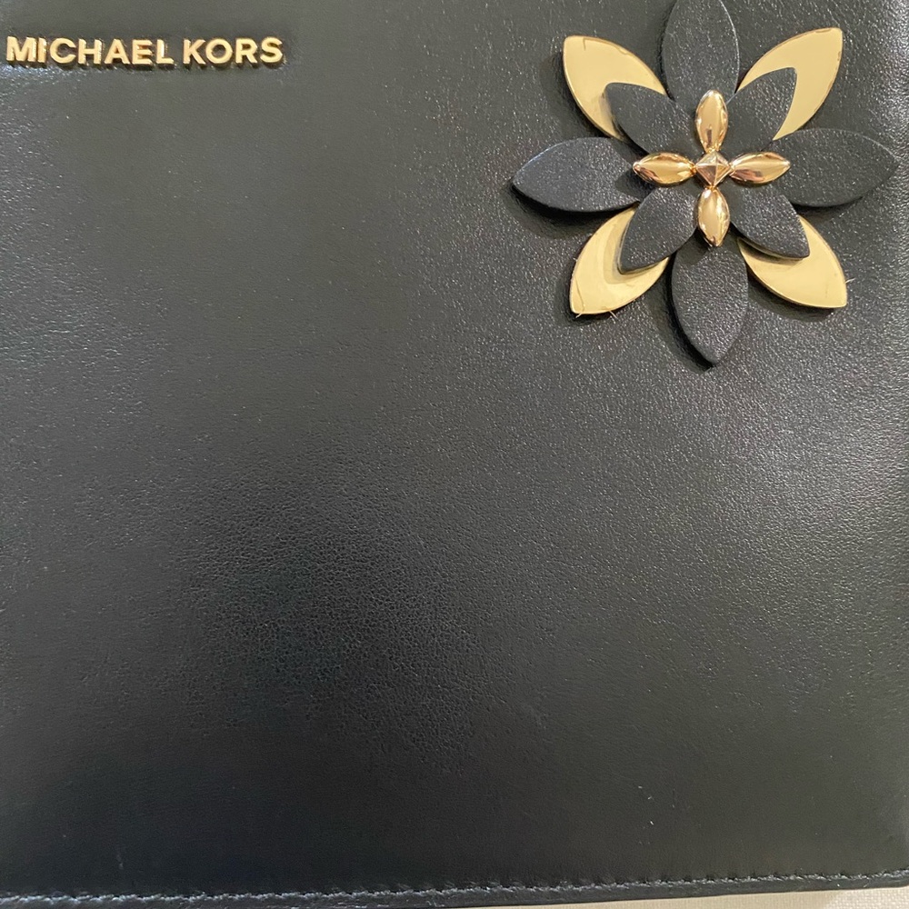 Michael Kors Black and Gold Floral Clutch Wristlet - Picture 7 of 7